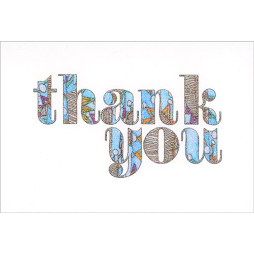 Sparkling Blue and Brown Letters Thank You Card: thank you