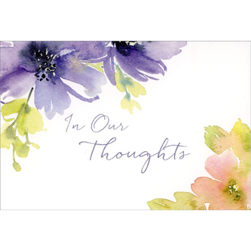 In Our Thoughts Purple Floral Corner Border Encouragement Card: In Our Thoughts