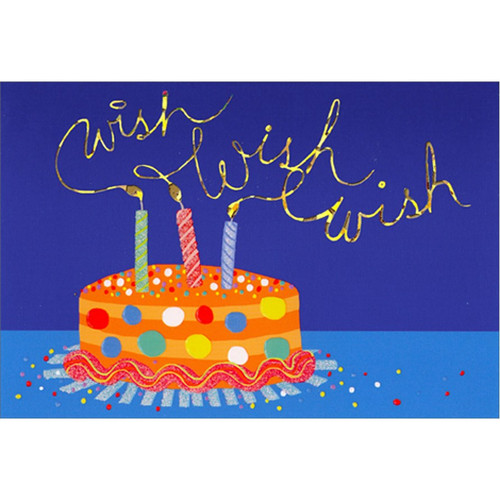 Wish Wish Wish Candles : Orange Cake Birthday Card: wish wish wish
