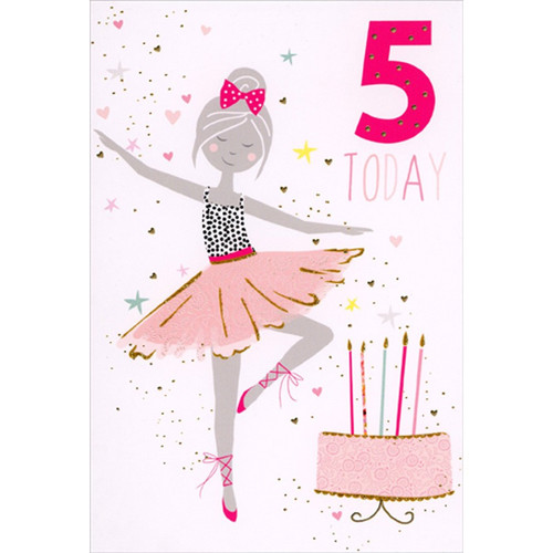 Little Ballerina : 5 Today Fifth / 5th Birthday Card for Girl: 5 Today