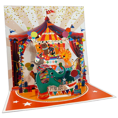 Circus Tent : Elephant, Seal, Lion and Bear 3D Pop Up Keepsake Greeting Card: Circus