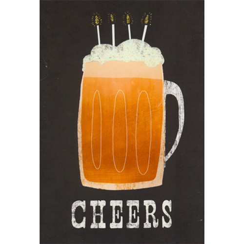 Beer Mug with Candles : Cheers Birthday Card: Cheers