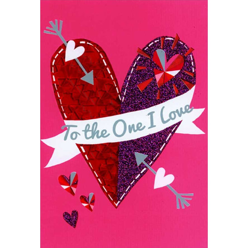 Red and Purple Heart To The One I Love Romantic Valentine's Day Card: To the One I Love