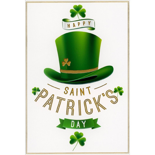 Green Top Hat with Gold Shamrock St Patrick's Day Card: Happy Saint Patrick's Day