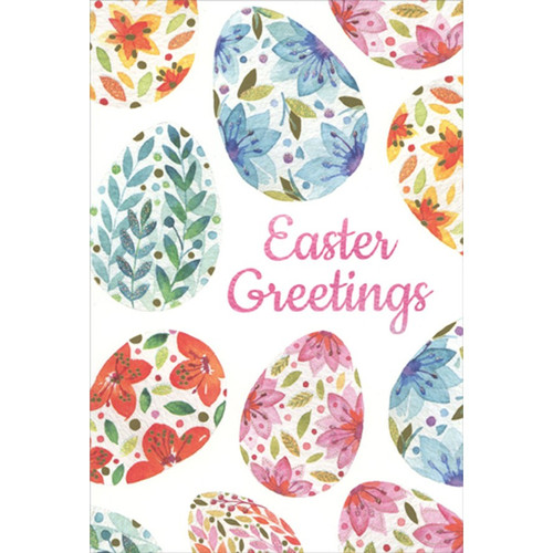 Floral Patterned Easter Eggs Easter Card: Easter Greetings