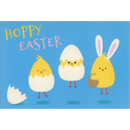 Hoppy Easter: Hatching Chicks on Blue Juvenile Easter Card for Kids / Children: Hoppy Easter