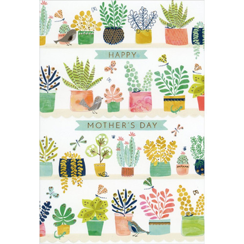 Four Shelves of Plants in Pots Mother's Day Card from Us: Happy Mother's Day