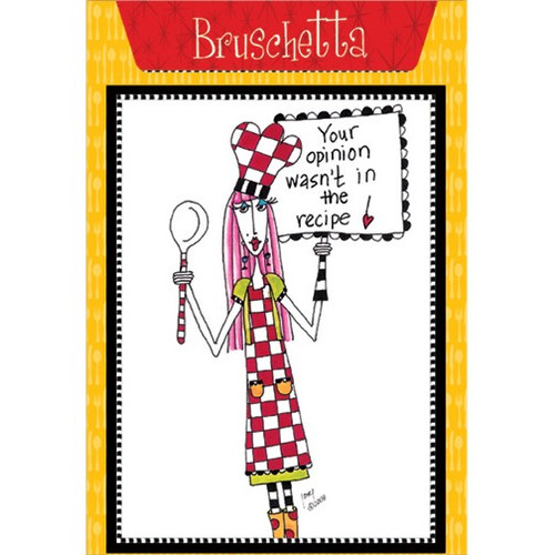 Bruschetta Dolly Mama Funny / Humorous Thank You Card: Your opinion wasn't in the recipe!