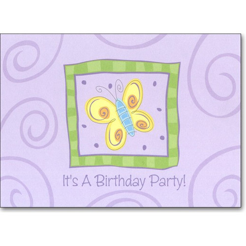 Butterfly Box of 25 Birthday Invitations: It's A Birthday Party!