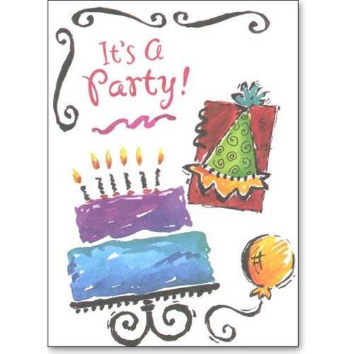 Cake & Balloon Box of 25 Invitations Party Invitations: It's A Party!