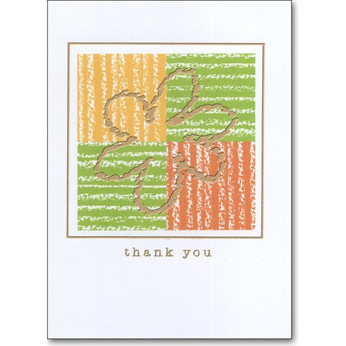 Flower on Color Squares Box of 25 Thank You Note Cards: thank you