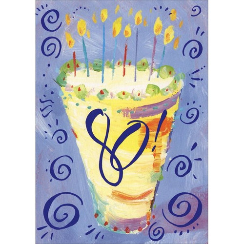 80th Cake Birthday Card: 80!