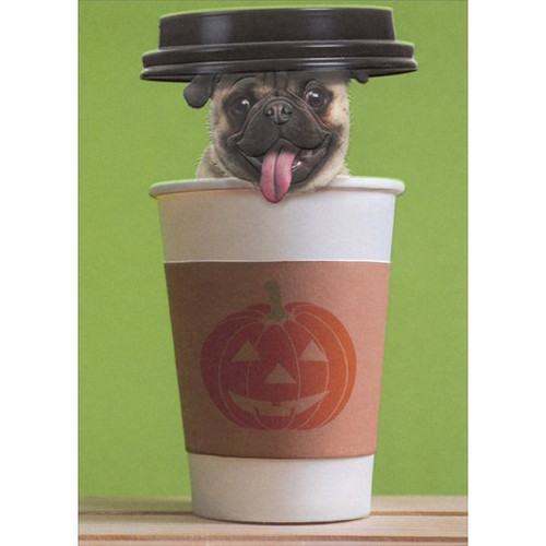 Pug Latte Funny Dog Halloween Card