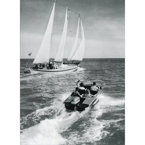 Chriscraft And Sailboat Historic Detroit Blank Note Card