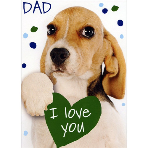 This Much Dog with Green Heart Cute Father's Day Card for Dad: Dad - I love you