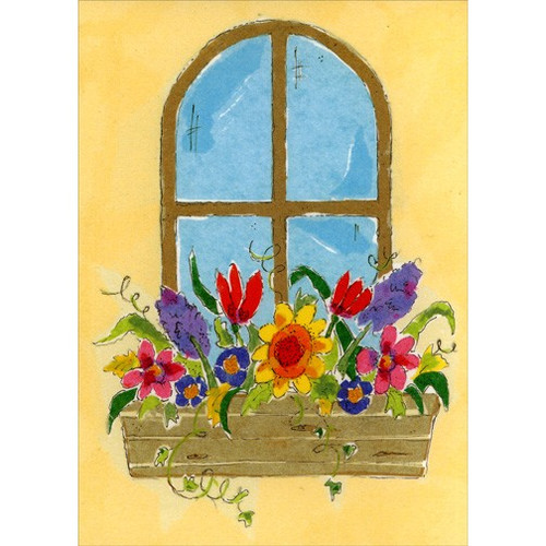 Flowers in Window Planter Mother's Day Card for Mom