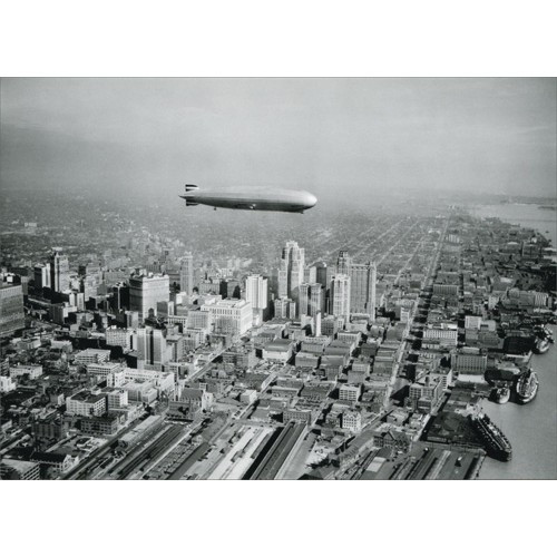 Graf Zeppelin Over Downtown Historic Detroit Blank Note Card
