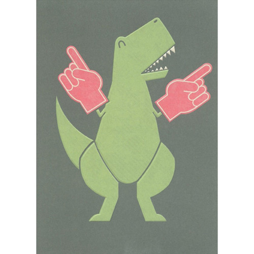 Dinosaur Wearing Foam Fingers Funny / Humorous Boss's Day Card