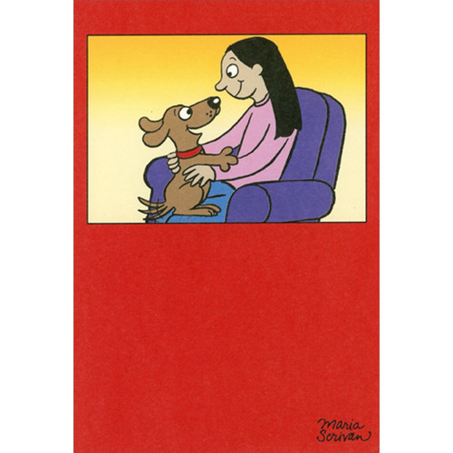 Dog Sitting on Girl's Lap in Chair Valentine's Day Card from the Dog