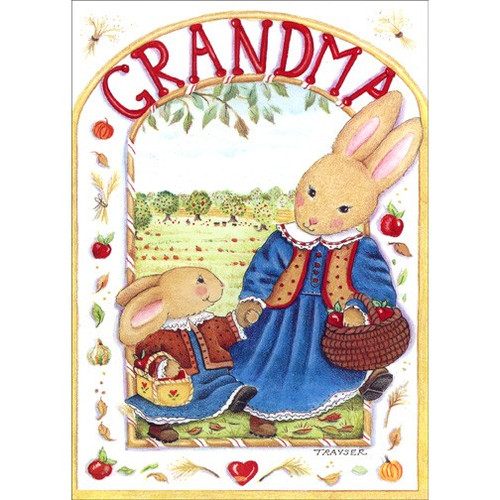 Walking With Grandma Thanksgiving Card: Grandma