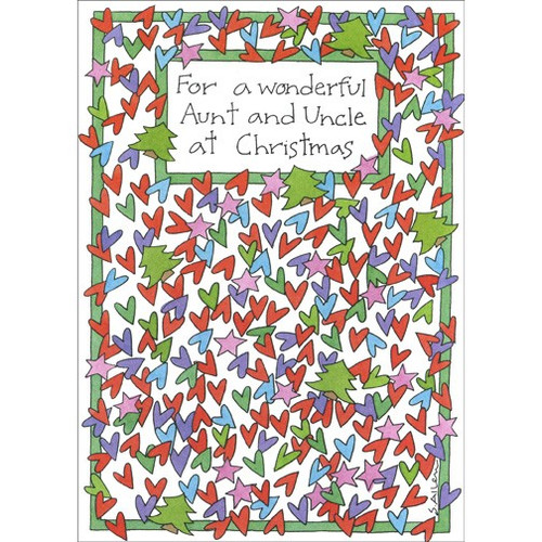 Many Hearts Christmas Card for Aunt and Uncle: For a wonderful Aunt and Uncle at Christmas