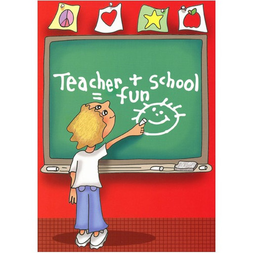 Teacher & School Fun Holiday Card: Teacher + school = fun