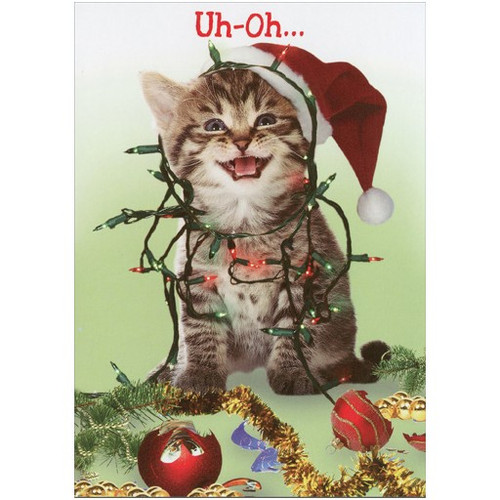 Merry Catsmess Funny / Humorous Christmas Card: Uh-Oh…