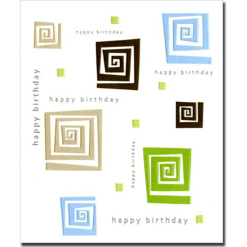 Geometric Swirls Birthday Card: happy birthday happy birthday