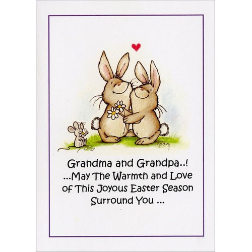 Warm Fuzzy Hug Easter Card for Grandma and Grandpa: Grandma and Grandpa..!  ..May The Warmth and Love of This Joyous Easter Season Surround You..