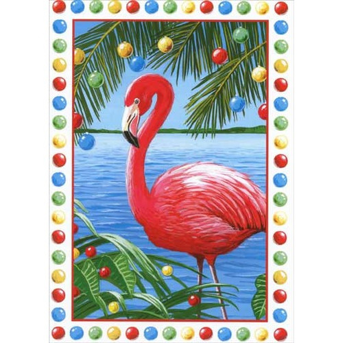 Pink Flamingo Box of 18 Tropical Christmas Cards