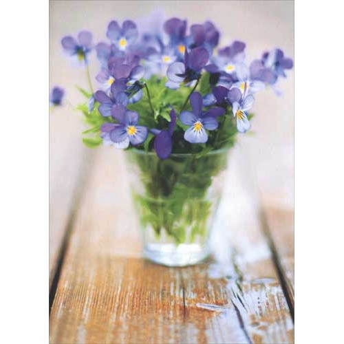 Purple Pansies In Vase Deluxe Matte Blank Note Card