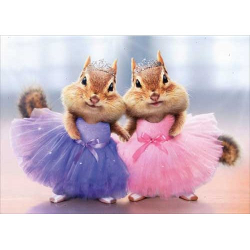 Chipmunk Ballerina Duo Funny / Humorous Thank You Card