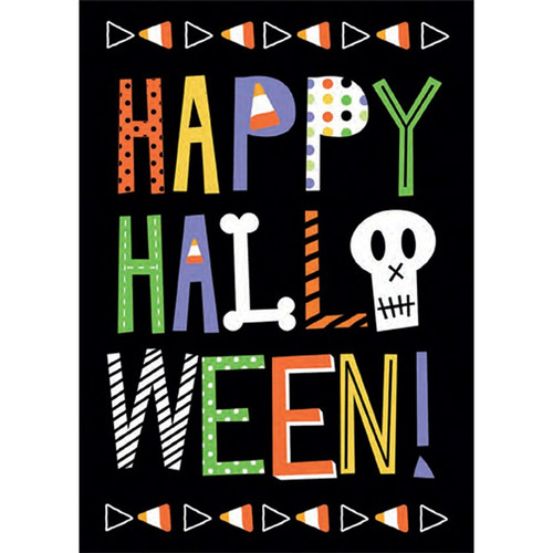 Colorul Patterned Halloween Lettering on Black Halloween Card: Happy Halloween!