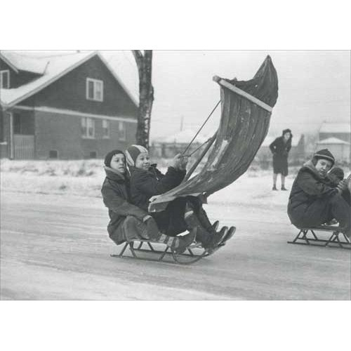 Boys On Sleds Historic Detroit Blank Note Card