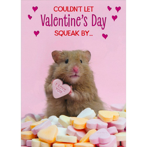 Mouse Holding Candy Heart : Squeak By Valentine's Day Card to Someone Special: Couldn’t let Valentine’s Day squeak by…