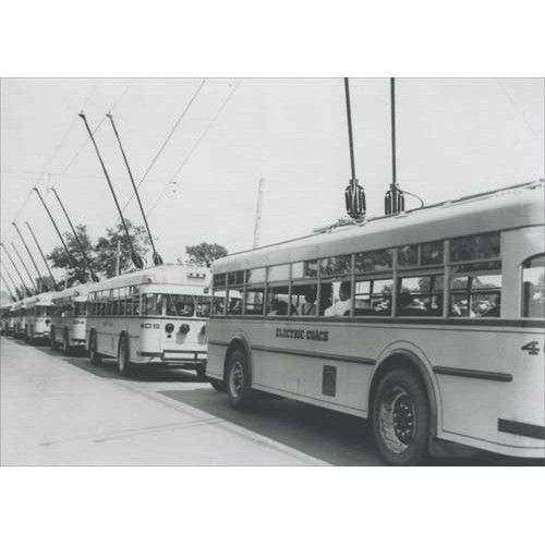 Trackless Trolleys Historic Detroit Blank Note Card