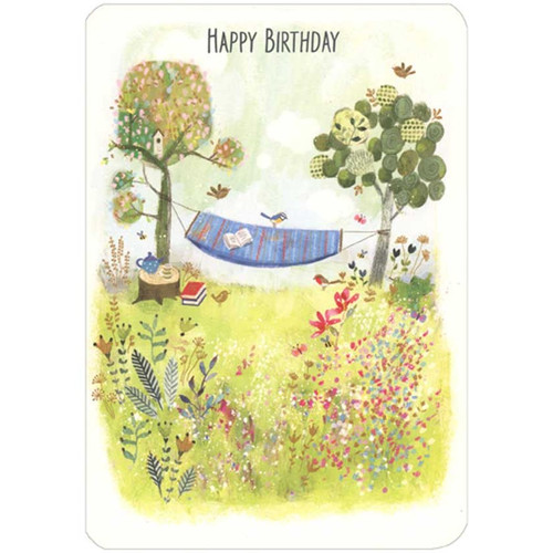 Blue Striped Hammock Die Cut Birthday Card: Happy Birthday