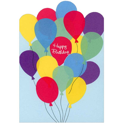 Bunch of Colorful Balloons Die Cut Birthday Card: Happy Birthday