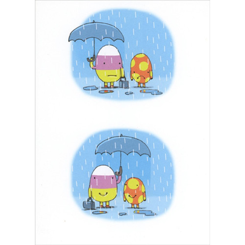 Two Eggs Sharing One Umbrella Funny : Humorous Easter Card