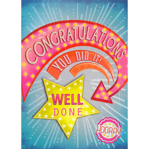 Congratulations : You Did It : Well Done Graduation Congratulations Card: Congratulations - YOU DID IT!  - Well Done - Hooray