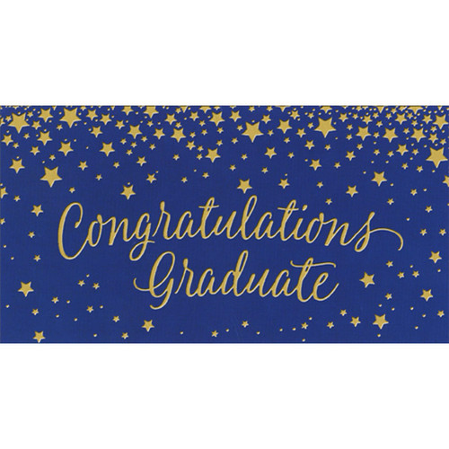 Gold Foil Stars on Blue Money Holder or Gift Card Holder Graduation Congratulations Card: Congratulations Graduate