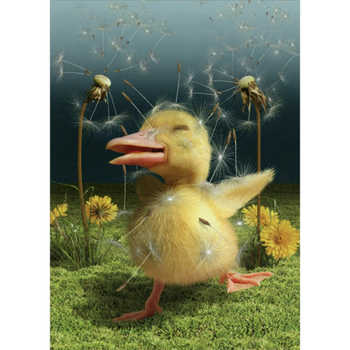 Happy Duck Dancing in Dandelions Cute / Funny Mother's Day Card: 0