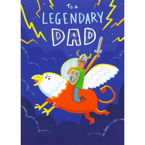 Legendary Dad : Warrior Riding Griffin Father's Day Card: To a Legendary Dad