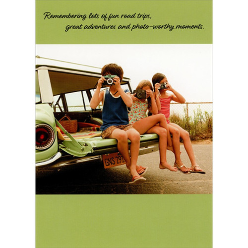 Three Kids with Cameras Photo Father's Day Card: Remembering lots of fun road trips, great adventures and photo-worthy moments.