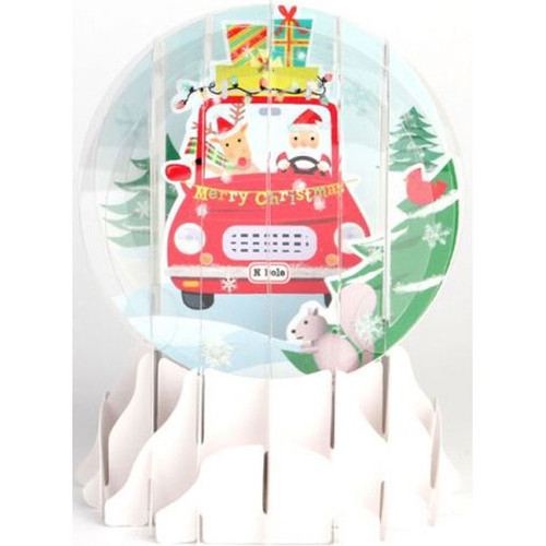 Santa's Shopping Spree Pop-Up Snow Globe Christmas Card