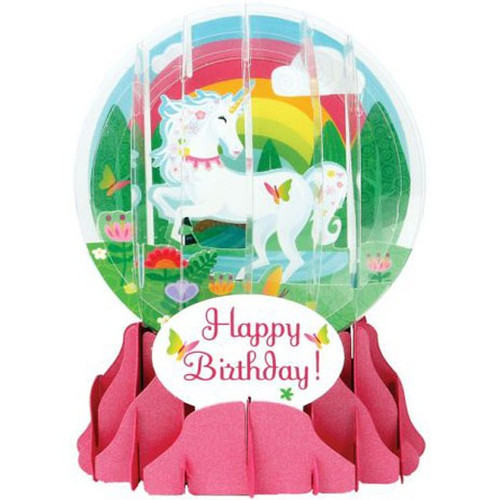 Unicorn : 5 Inches Snow Globe Pop Up Birthday Card: Happy Birthday