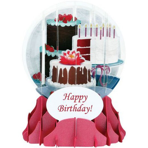 Birthday Cakes : 5 Inches Snow Globe Pop Up Birthday Card: Happy Birthday!