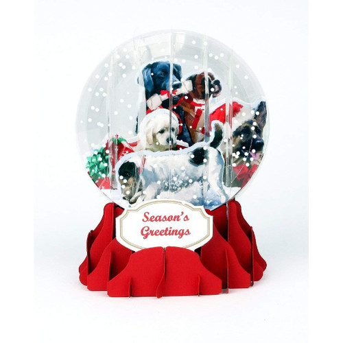 Christmas Dogs Pop-Up Snow Globe Christmas Card: Season's Greetings