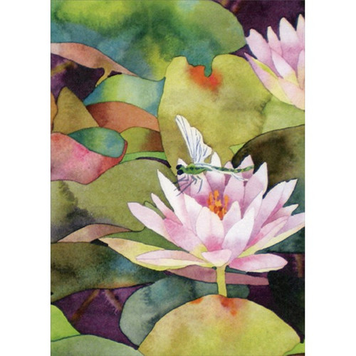 Waterlillies And Dragonfly Sympathy Card