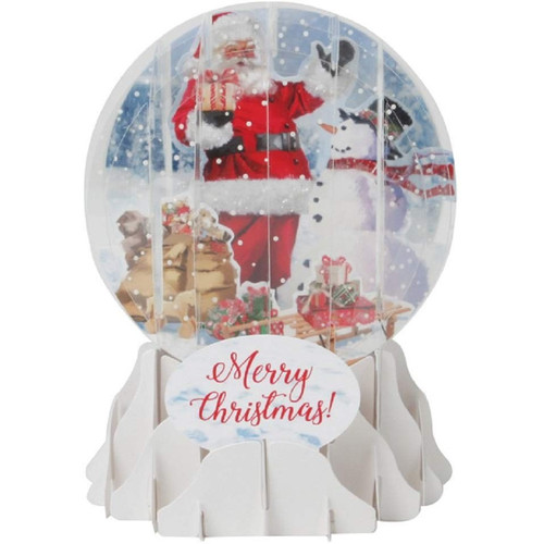 Santa and Snowman Pop-Up Snow Globe Christmas Card: Merry Christmas!